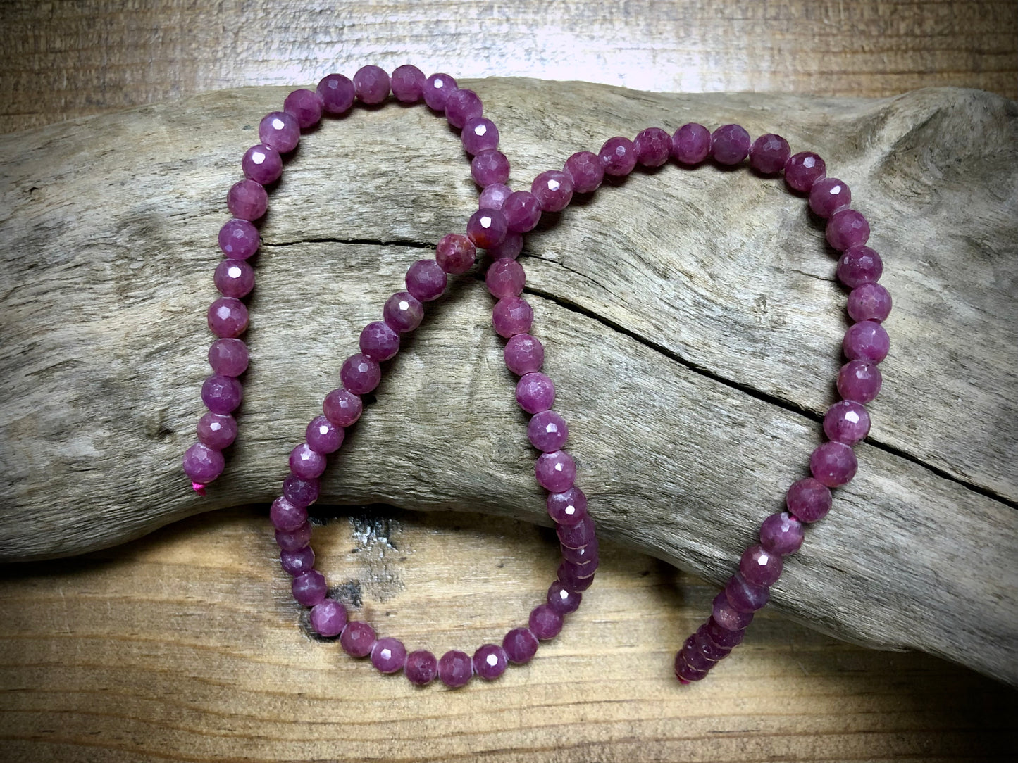 Natural Ruby Faceted Rounds - Grade AAA - 5mm - 15.5"