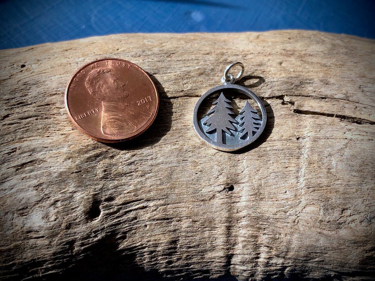 Sterling Tree Pendant with Mountains