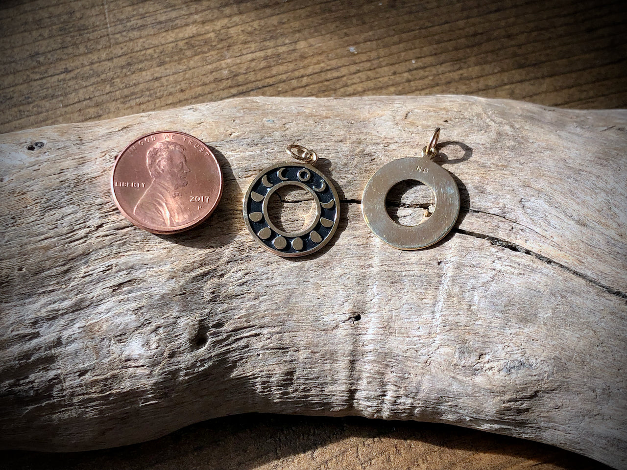 Phases of the Moon Circle Pendant - Bronze