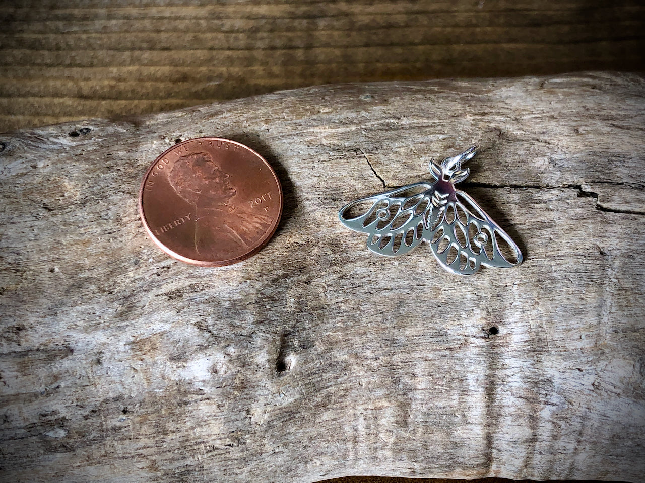 Sterling Openwork Moth Charm