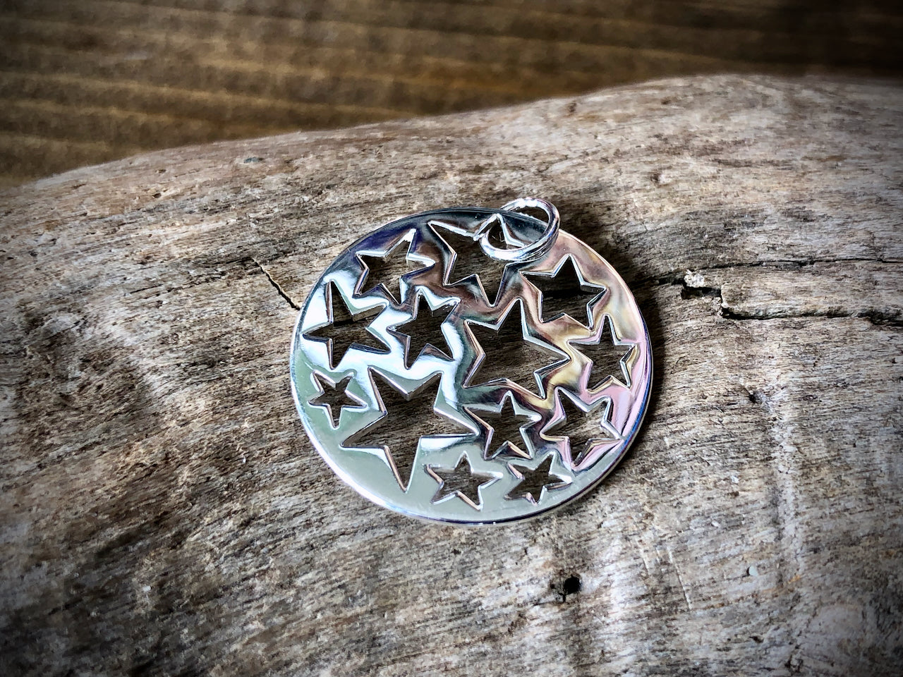 Star Cutout Charm - Round - Silver Plated