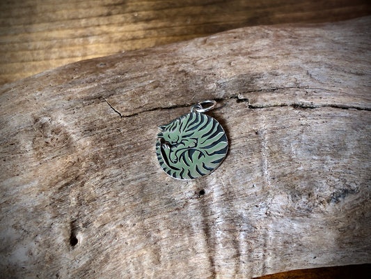 Sterling Curled Cat Charm