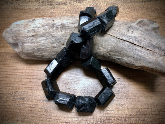 Black Tourmaline Nuggets - 25mm x 18mm - 16"