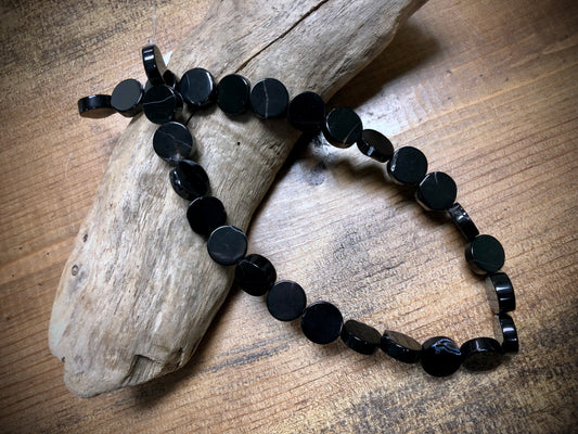 Black Agate Coins - 14mm - 15.5"