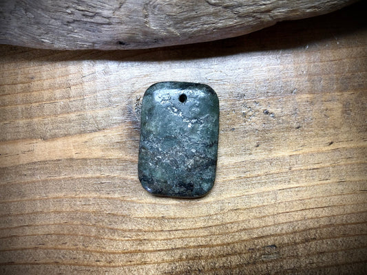 Green Serpentine Stone Pendant - Rounded Rectangle