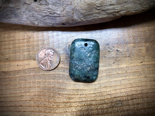 Green Serpentine Stone Pendant - Rounded Rectangle