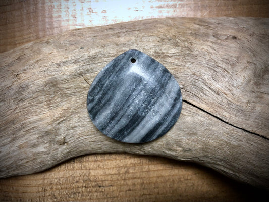 Grey Marble Stone Pendant - Pear