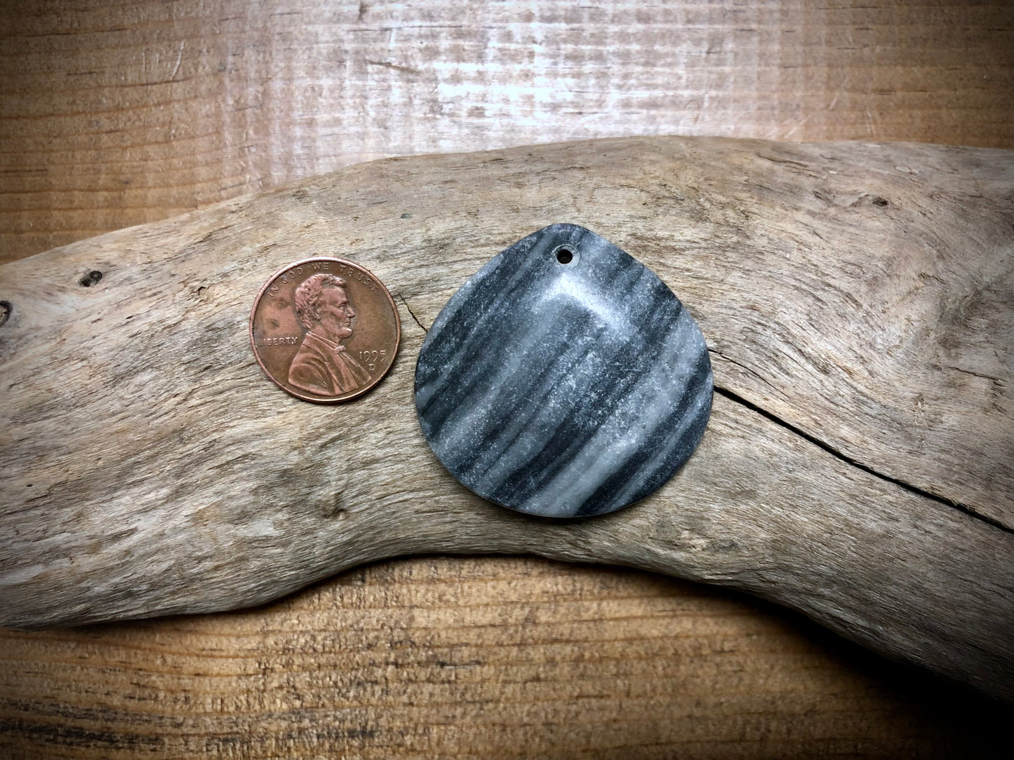 Grey Marble Stone Pendant - Pear