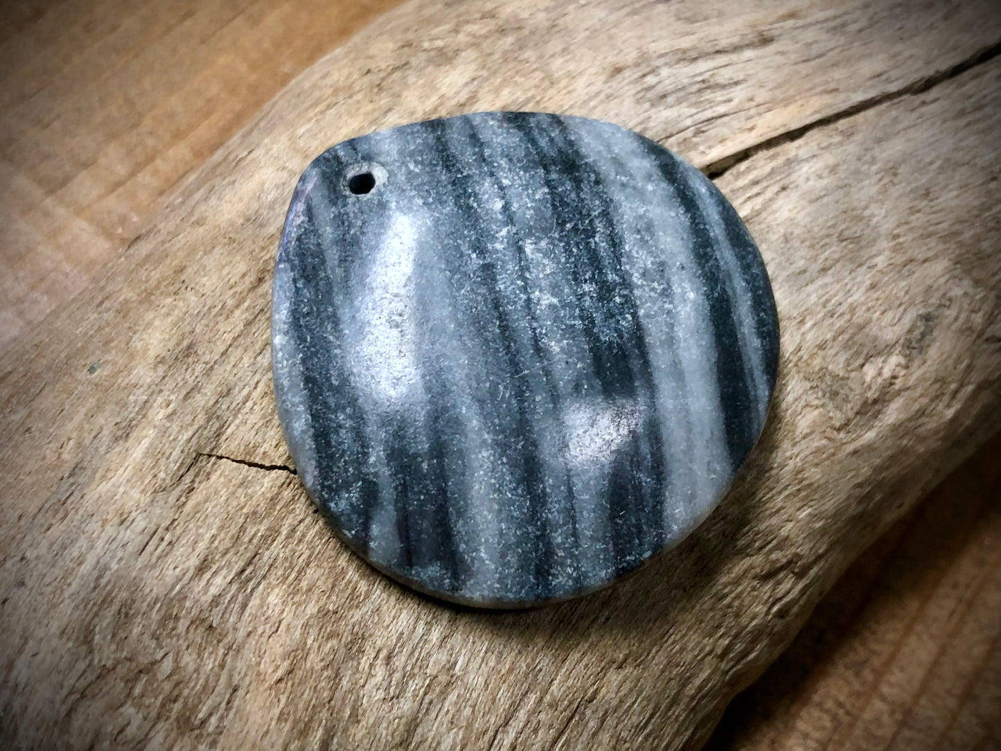 Grey Marble Stone Pendant - Pear