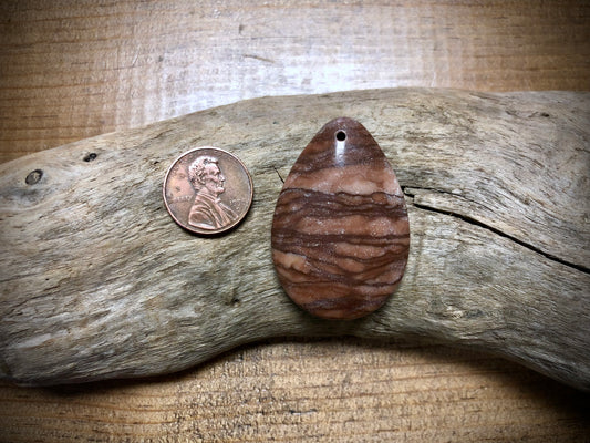 Brown Zebra Jasper Stone Pendant - Teardrop