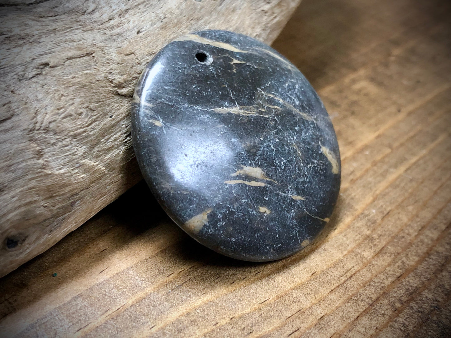 Brown Portoro Marble Stone Pendant - Round