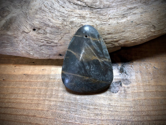 Brown Portoro Marble Stone Pendant - Rounded Triangle