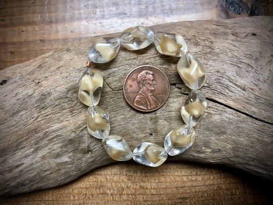 Vintage Czech Glass Strand - Beige Twists