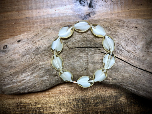 Vintage Czech Glass Strand - Cream Flat Drops - Small