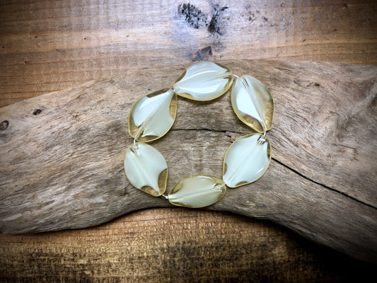 Vintage Czech Glass Strand - Cream Flat Drops - Large