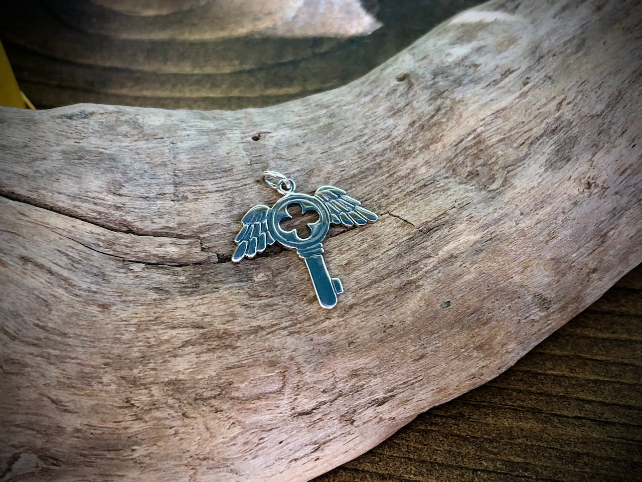 Sterling Winged Key Charm