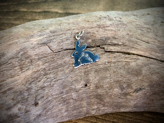 Sterling Mom and Baby Bunny Charm