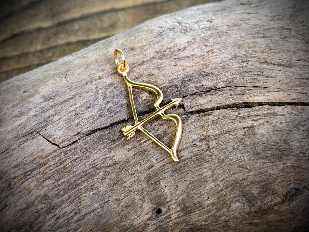 24K Gold - Plated Bronze Bow and Arrow Charm