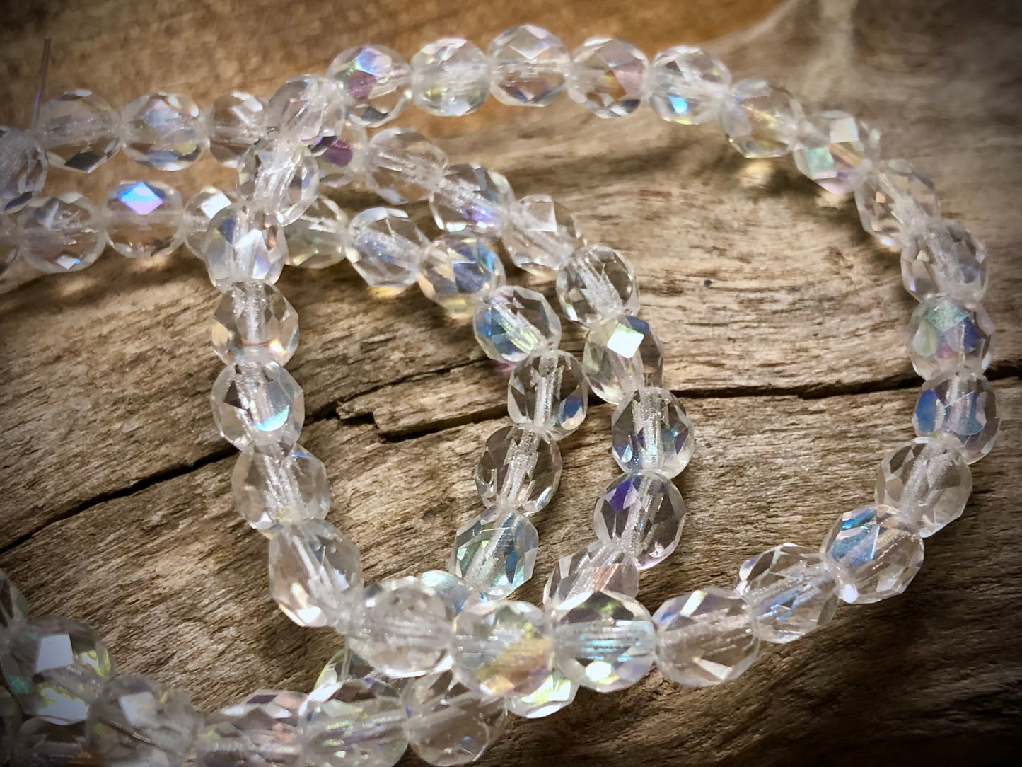 Czech Glass - Fire Polished Clear Faceted Rounds - 6mm