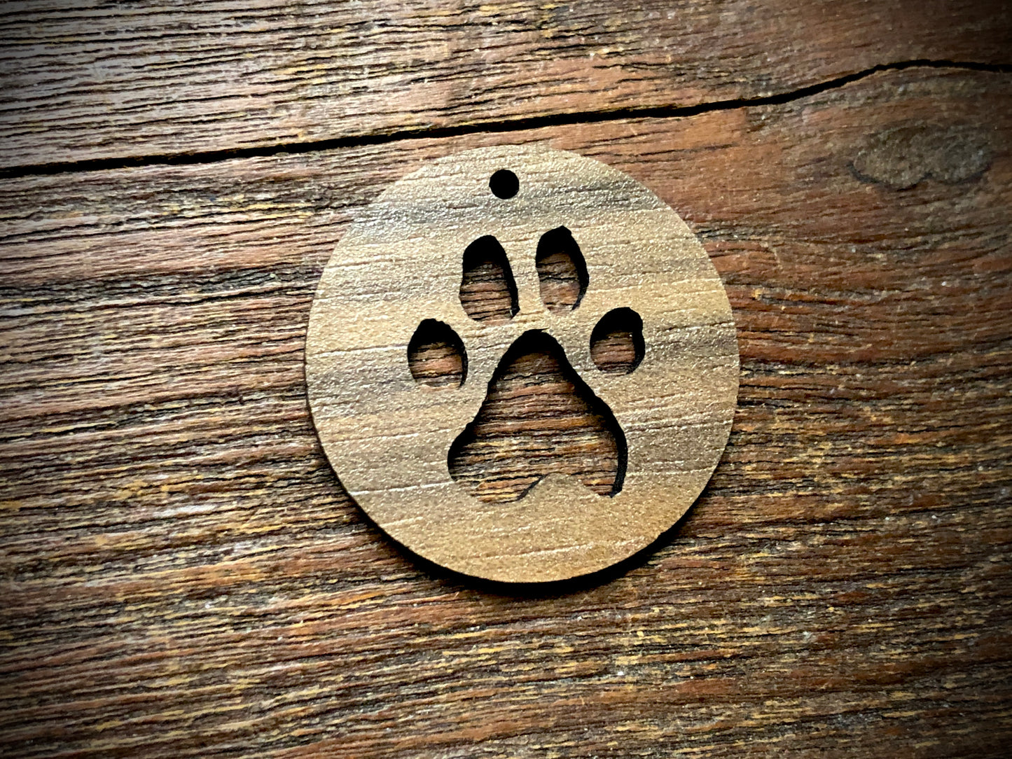 Wooden Pendant—Paw Print Cut-Out - 3812
