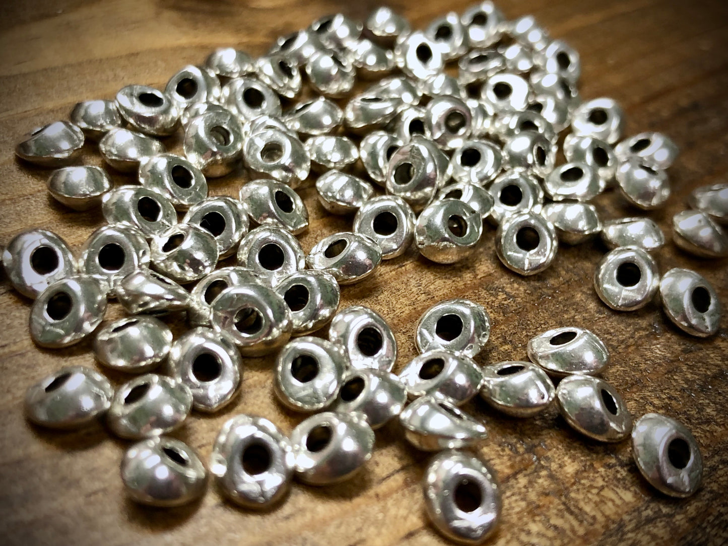 Pewter Spacers Set - 3mm x 6mm Oblique Donuts