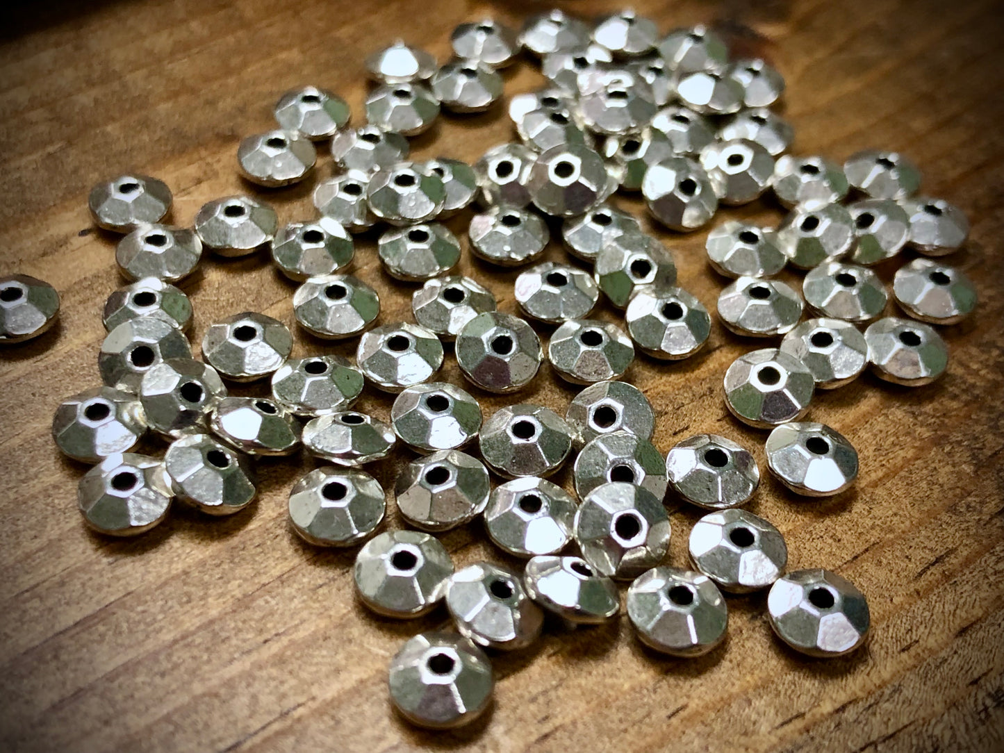 Pewter Spacers Set - 3mm x 6mm Faceted Saucers