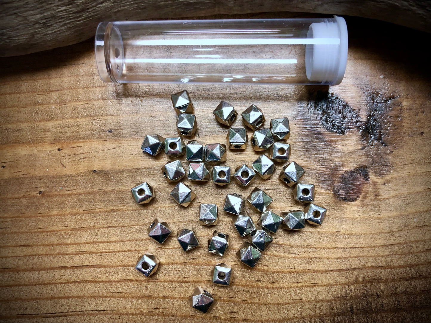 Pewter Spacers Set - 4mm Faceted Cubes