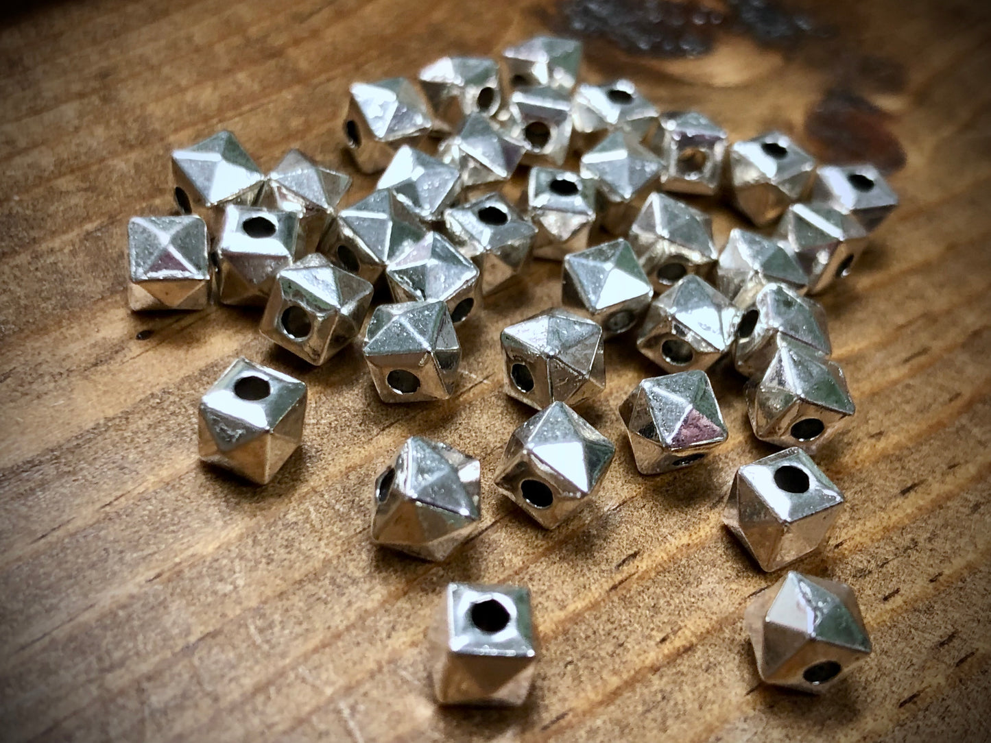 Pewter Spacers Set - 4mm Faceted Cubes