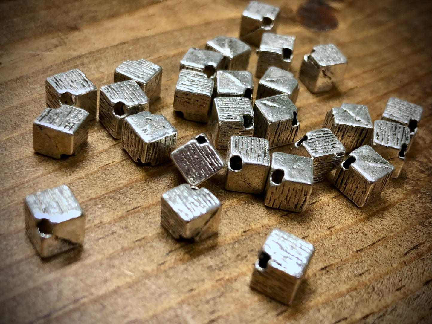 Pewter Spacers Set - 5mm Textured Diagonal Cubes