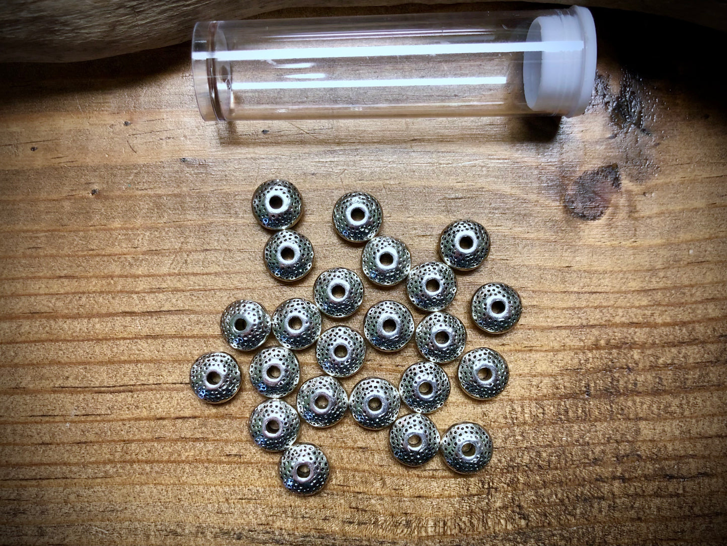 Pewter Spacers Set - 4mm x 8mm Dotted Saucers