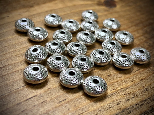 Pewter Spacers Set - 4mm x 8mm Dotted Saucers