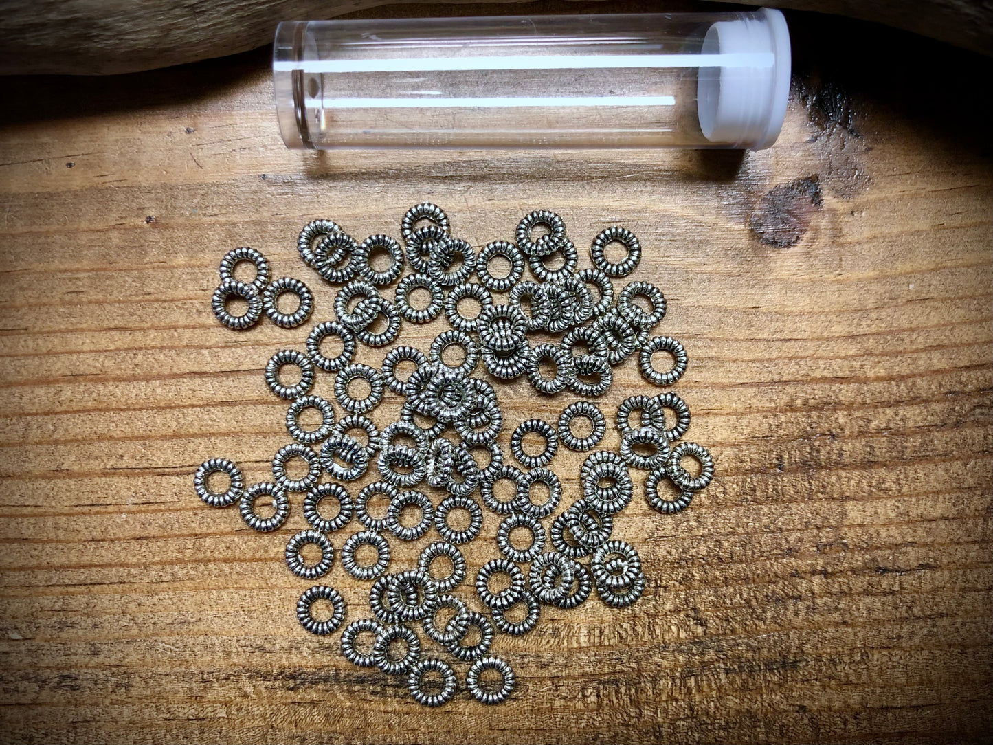 Pewter Spacers Set - 1mm x 6mm Large Hole Textured Donuts