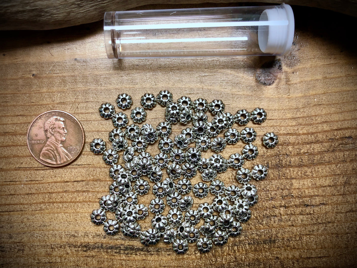 Pewter Spacers Set - 2mm x 6mm Daisies