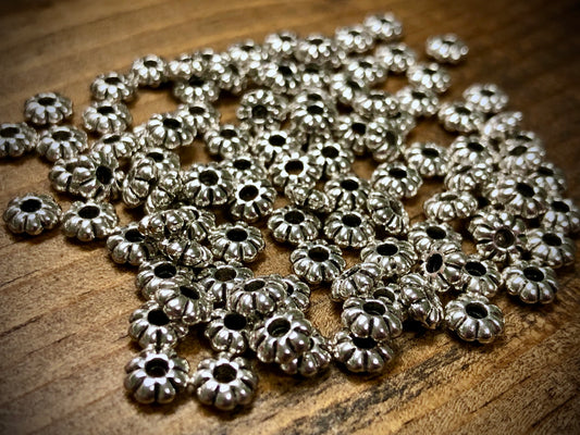 Pewter Spacers Set - 2mm x 6mm Daisies