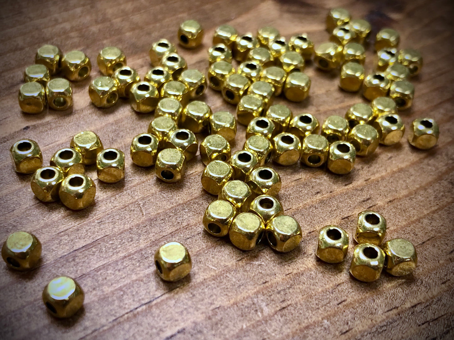 Gold Tone Pewter Spacers Set - 4mm Rounded Cubes