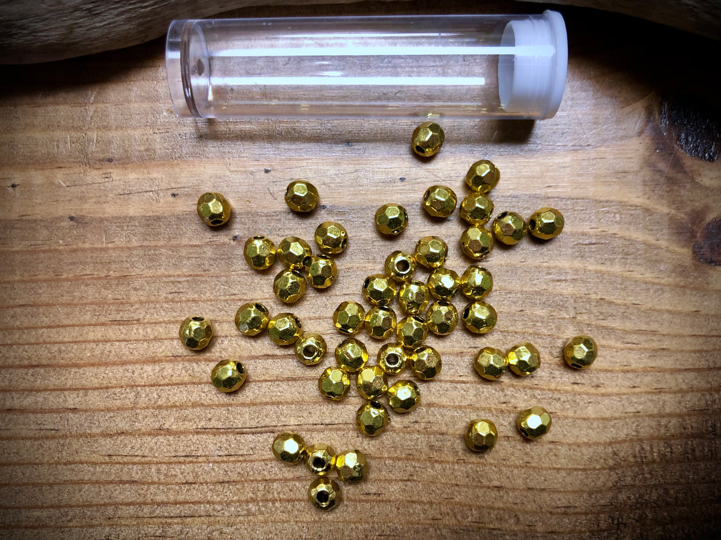 Gold Tone Pewter Spacers Set - 5mm Faceted Rounds