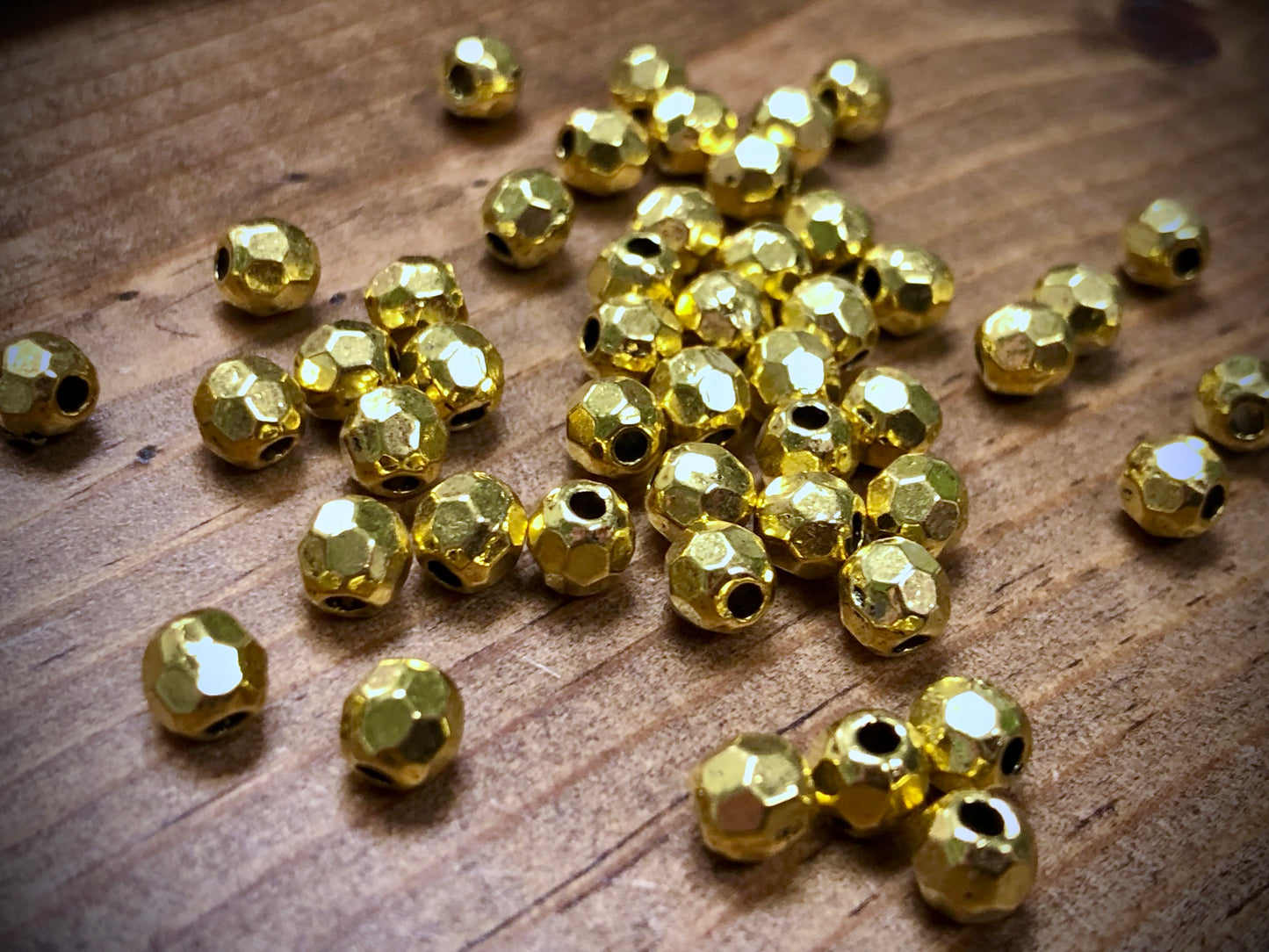 Gold Tone Pewter Spacers Set - 5mm Faceted Rounds