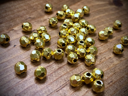 Gold Tone Pewter Spacers Set - 5mm Faceted Rounds