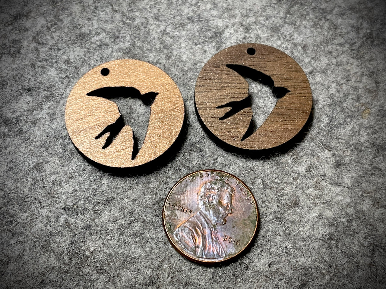 Mini Wooden Pendant/Charm—Swallow Cut-Out