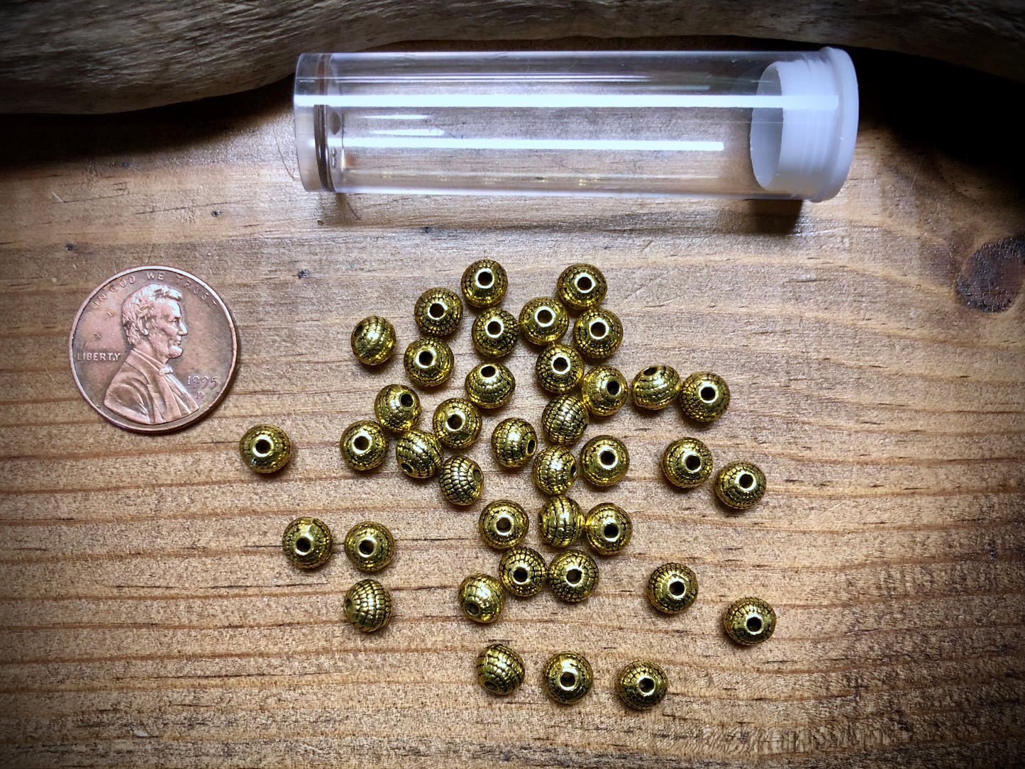 Gold Tone Pewter Spacers Set - 6mm Textured Rounds