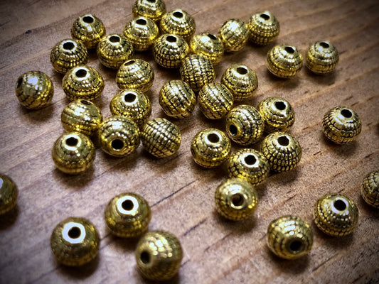 Gold Tone Pewter Spacers Set - 6mm Textured Rounds