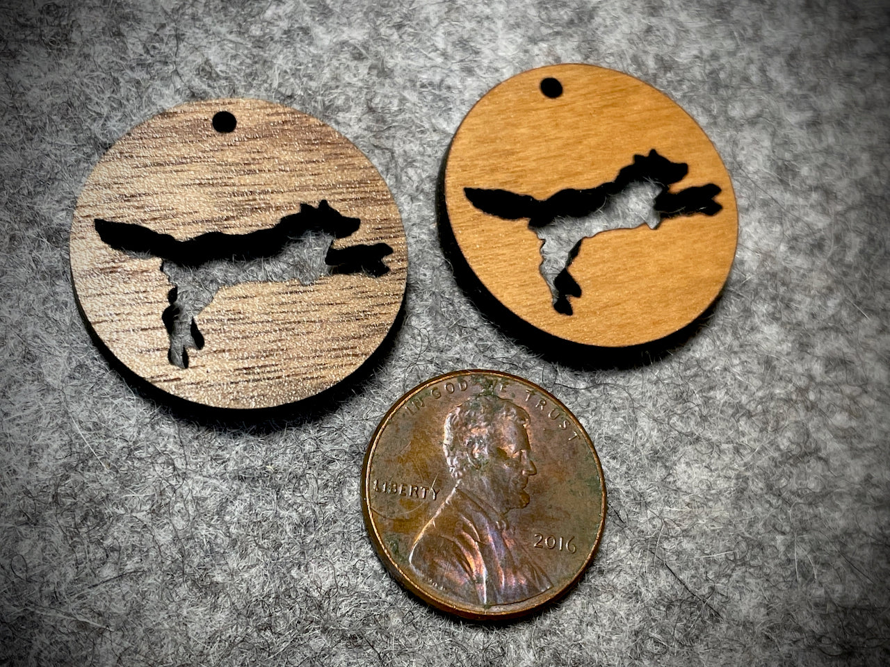 Mini Wooden Pendant/Charm—Wolf Cut-Out