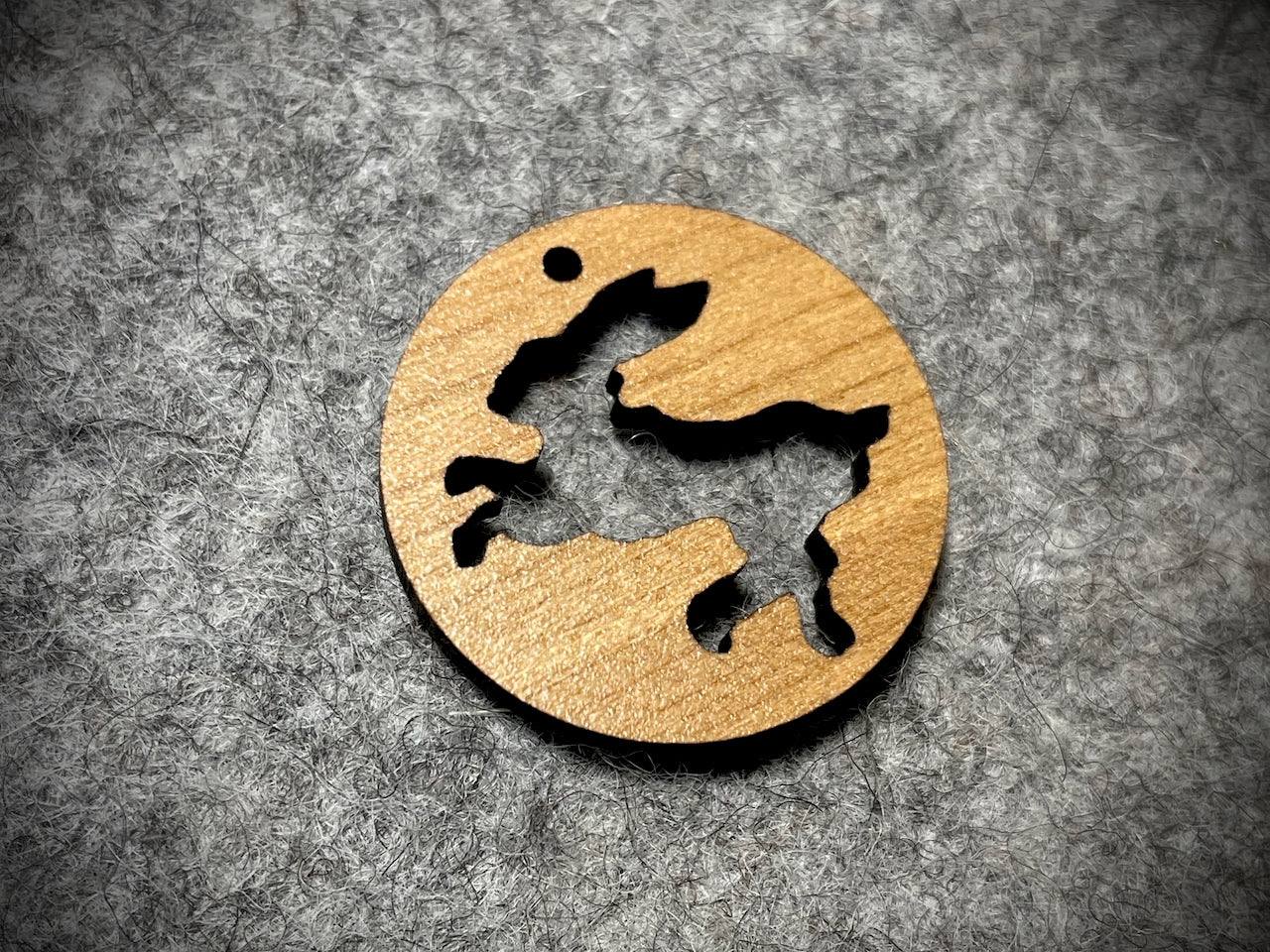 Mini Wooden Pendant/Charm—Rabbit Cut-Out