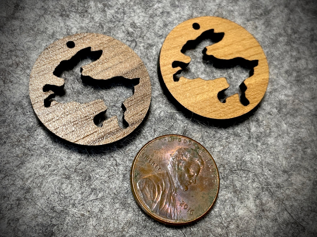 Mini Wooden Pendant/Charm—Rabbit Cut-Out