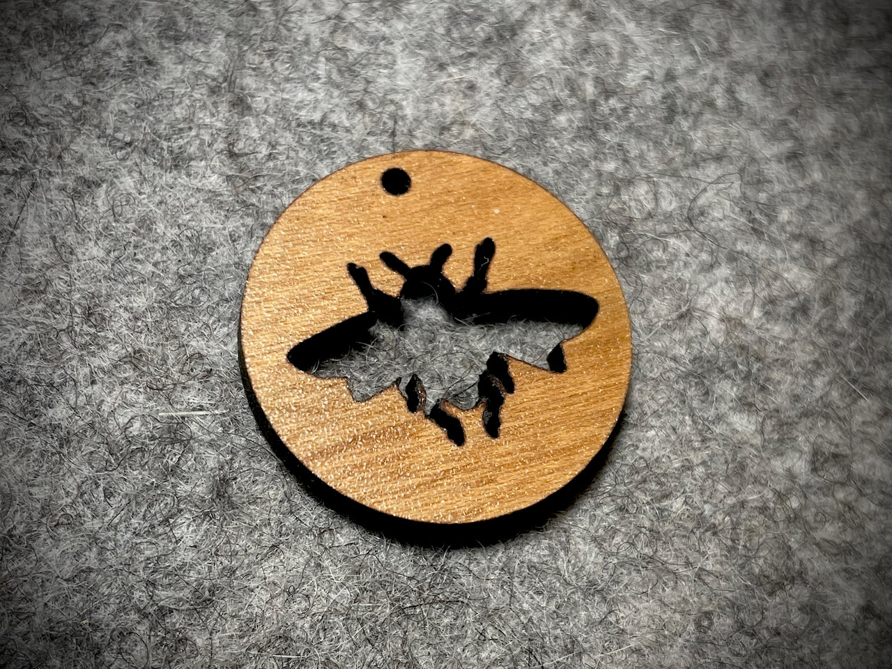 Mini Wooden Pendant/Charm—Bee Cut-Out