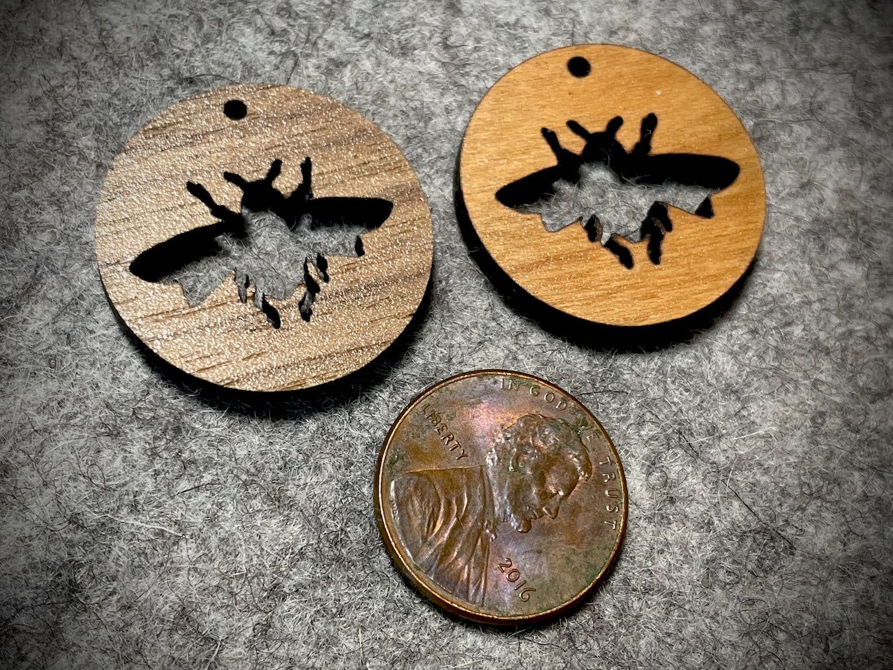 Mini Wooden Pendant/Charm—Bee Cut-Out
