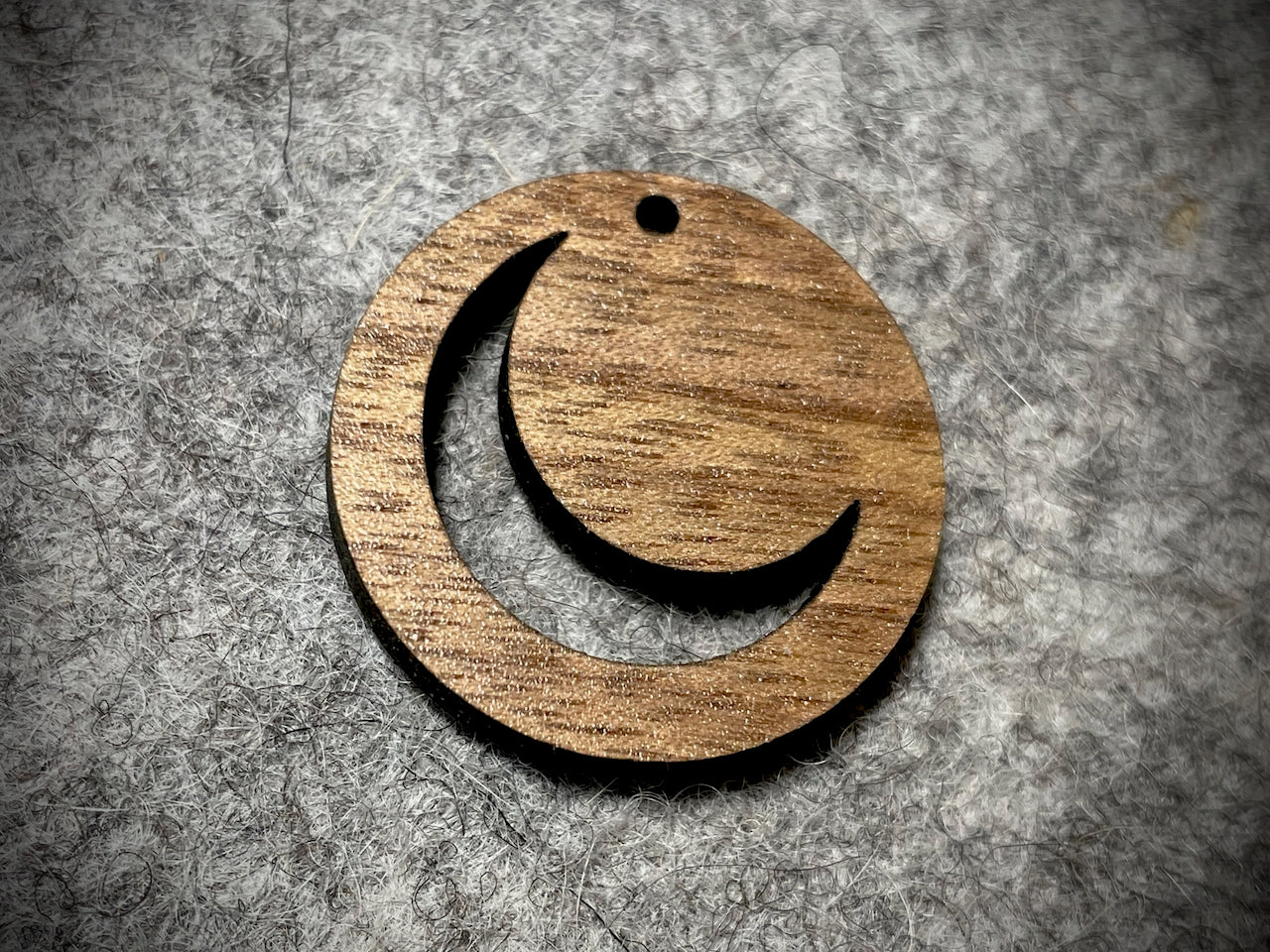 Mini Wooden Pendant/Charm—Crescent Moon Cut-Out