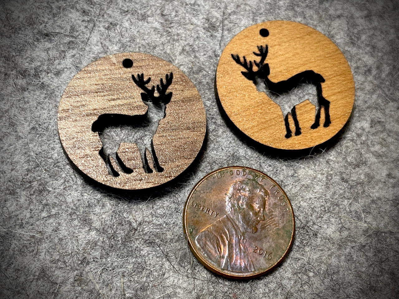 Mini Wooden Pendant/Charm—Stag Cut-Out