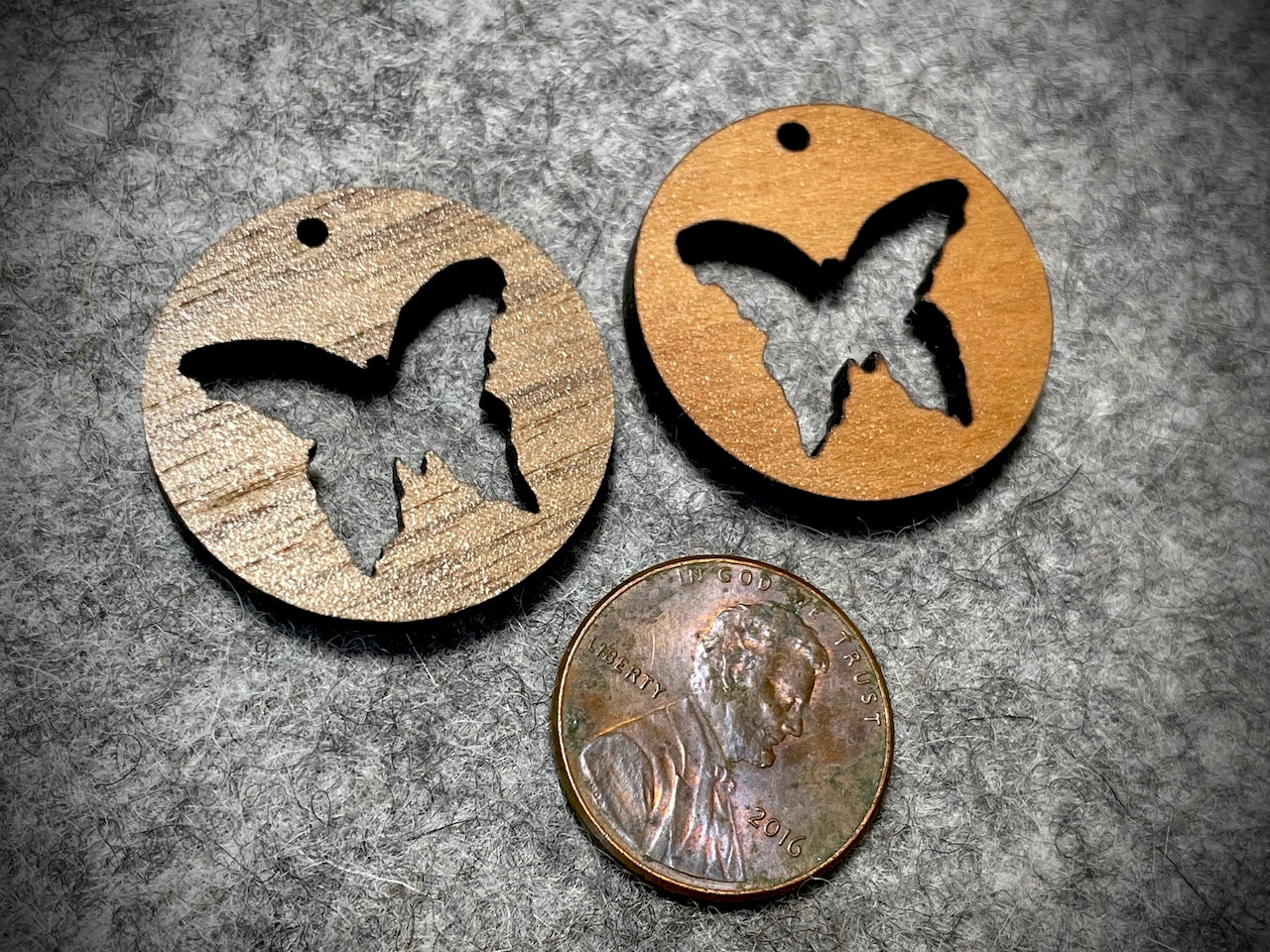Mini Wooden Pendant/Charm—Butterfly Cut-Out