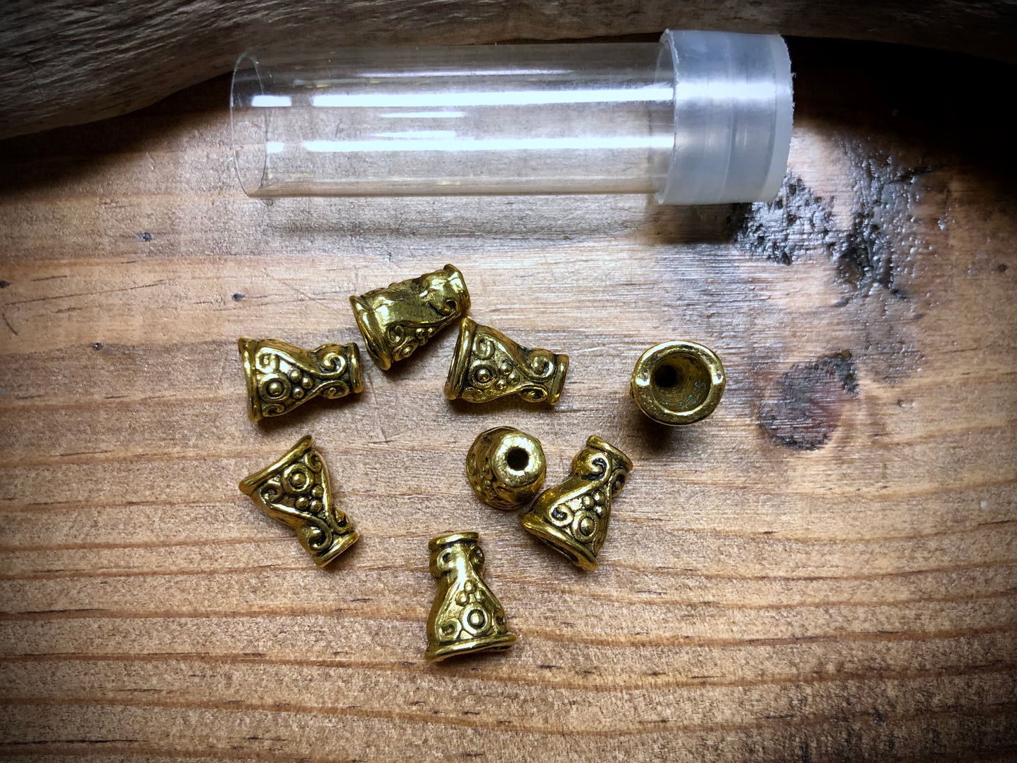 Gold Tone Pewter Spacers Set - 8mm x 10mm Design Cones